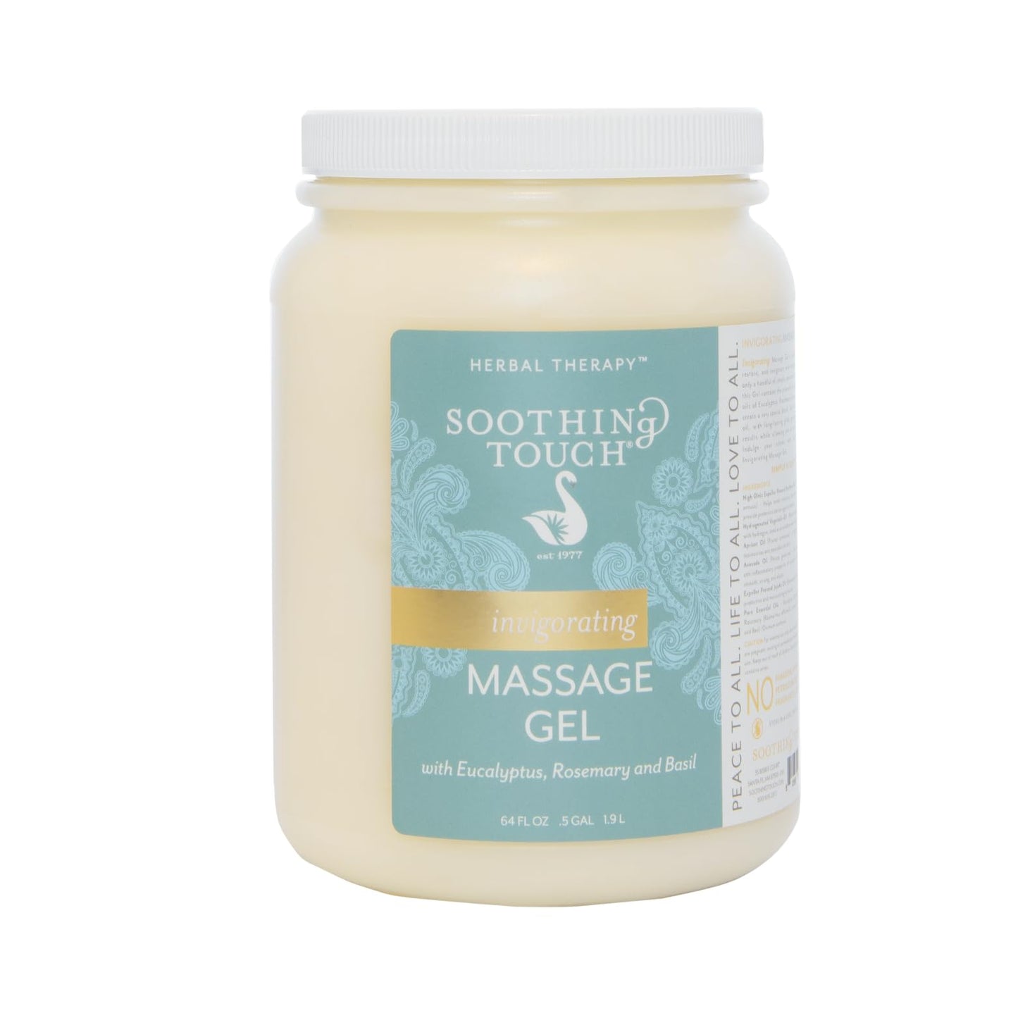 Soothing Touch Invigorating Massage Gel – Eucalyptus, Rosemary, Lemon & Basil (64 oz)