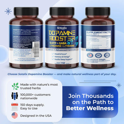 5-HTP + GABA with L-Theanine & L-Tyrosine – Mood, Focus & Sleep (USA Made)