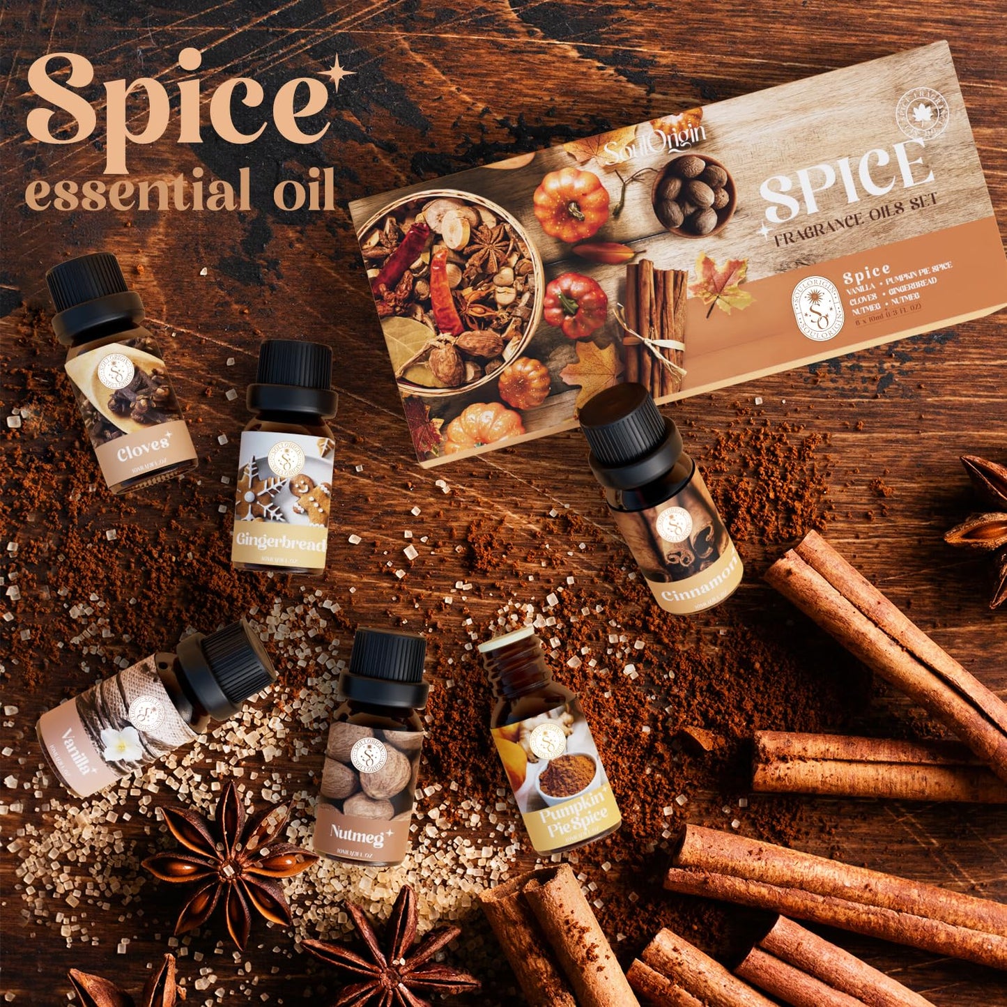 Soulorigin Autumn Spice Essential Oils Set – Cozy Fall Scents for Diffuser & Candle Making