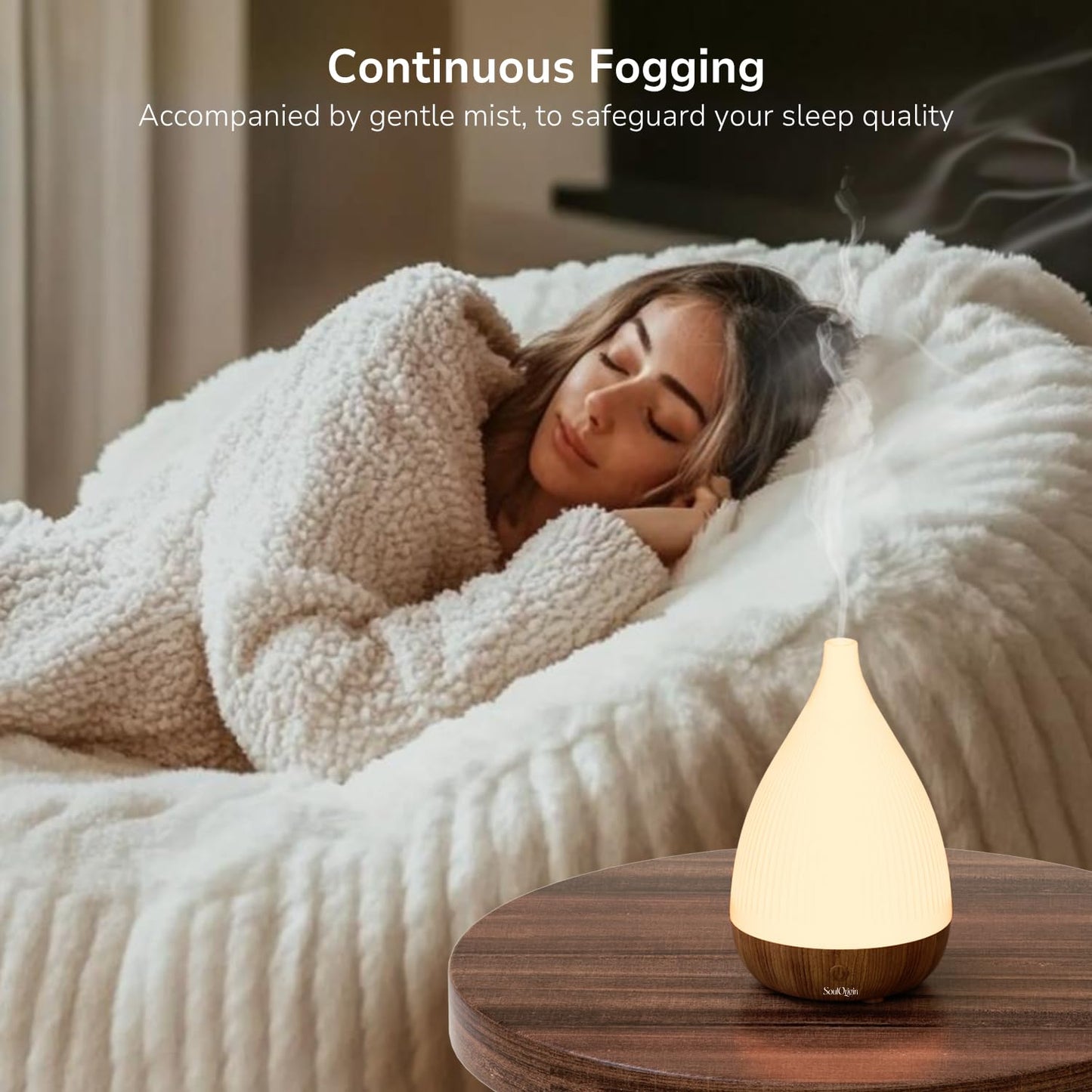 SOULORIGIN Ultrasonic Essential Oil Diffuser – Auto Shut-Off, 8-Color Night Light, BPA-Free