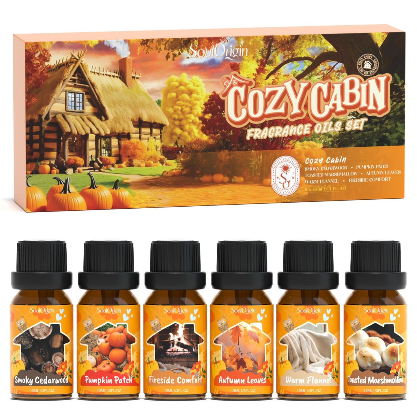 Soulorigin Fall Cozy Cabin Fragrance Oils Set | Diffuser & DIY