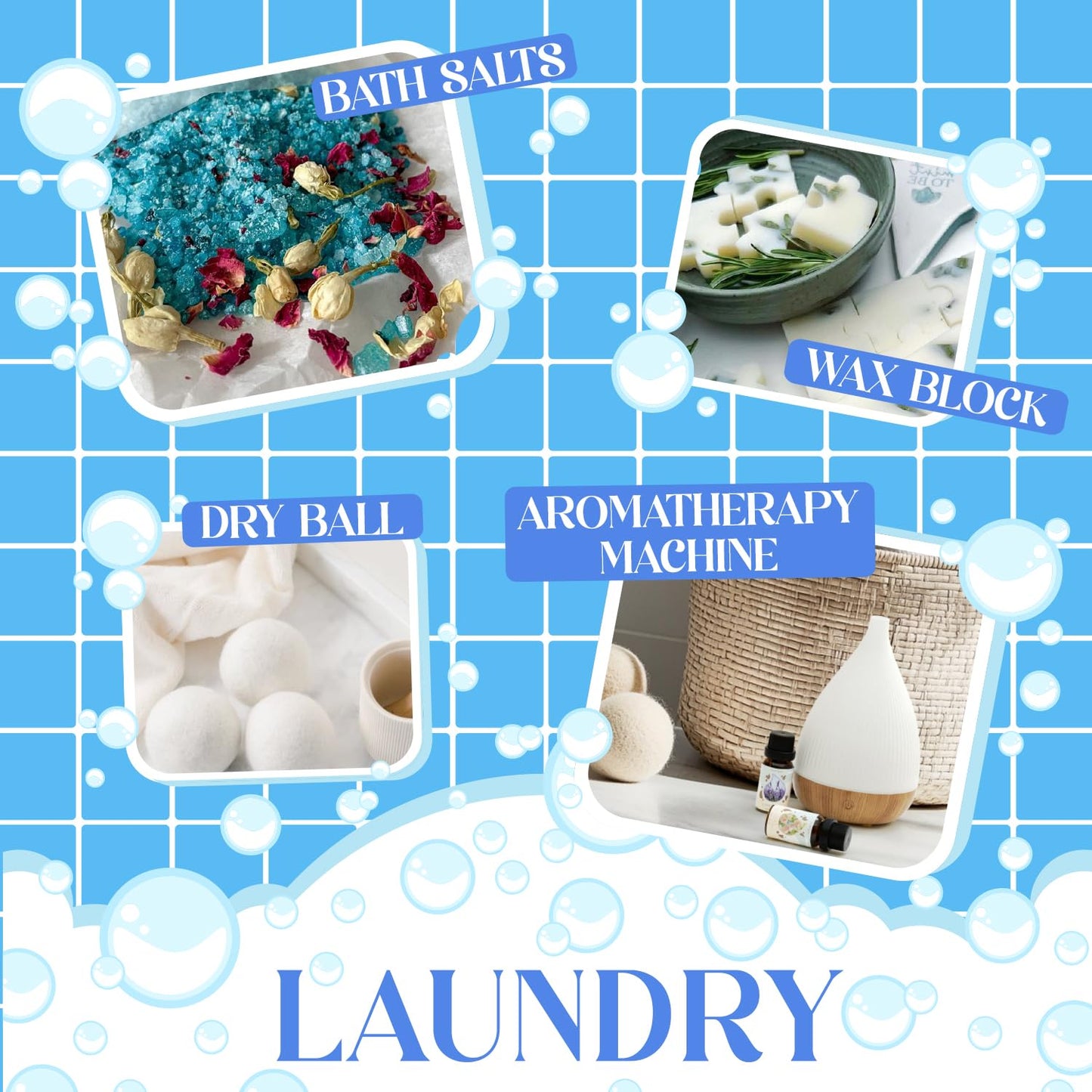 Soulorigin Laundry Fragrance Oils Set – Essential Oil Gift for Diffusers & Dryer Balls (Chamomile, Fresh Cotton, Sage, Cedar, Lavender, Cherry Soap)