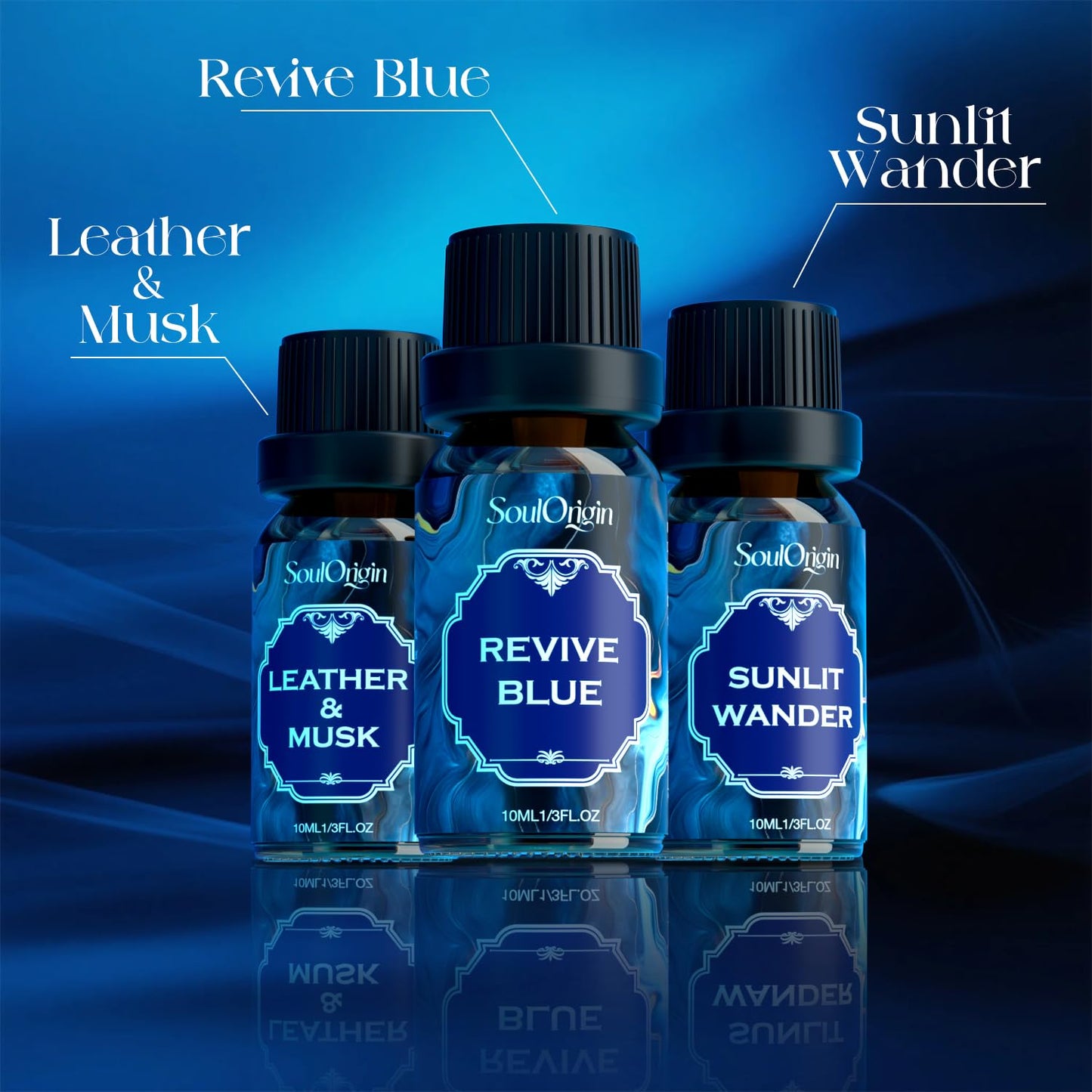 Soulorigin Cologne Fragrance Oils Set – Leather & Musk, Revive Blue, Sunlit Wander, Gentleman's Blend, Night Code, Cologne