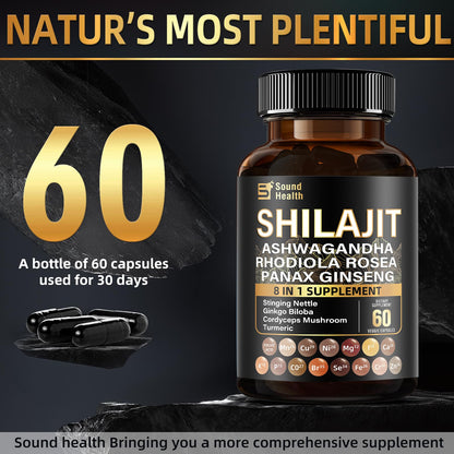 SoundHealth Wild Organic Irish Sea Moss & Shilajit – 2 Bottles, 60 Capsules Each