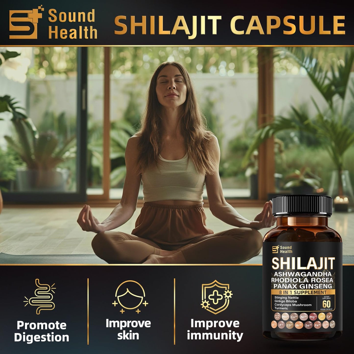 SoundHealth Wild Organic Irish Sea Moss & Shilajit – 2 Bottles, 60 Capsules Each