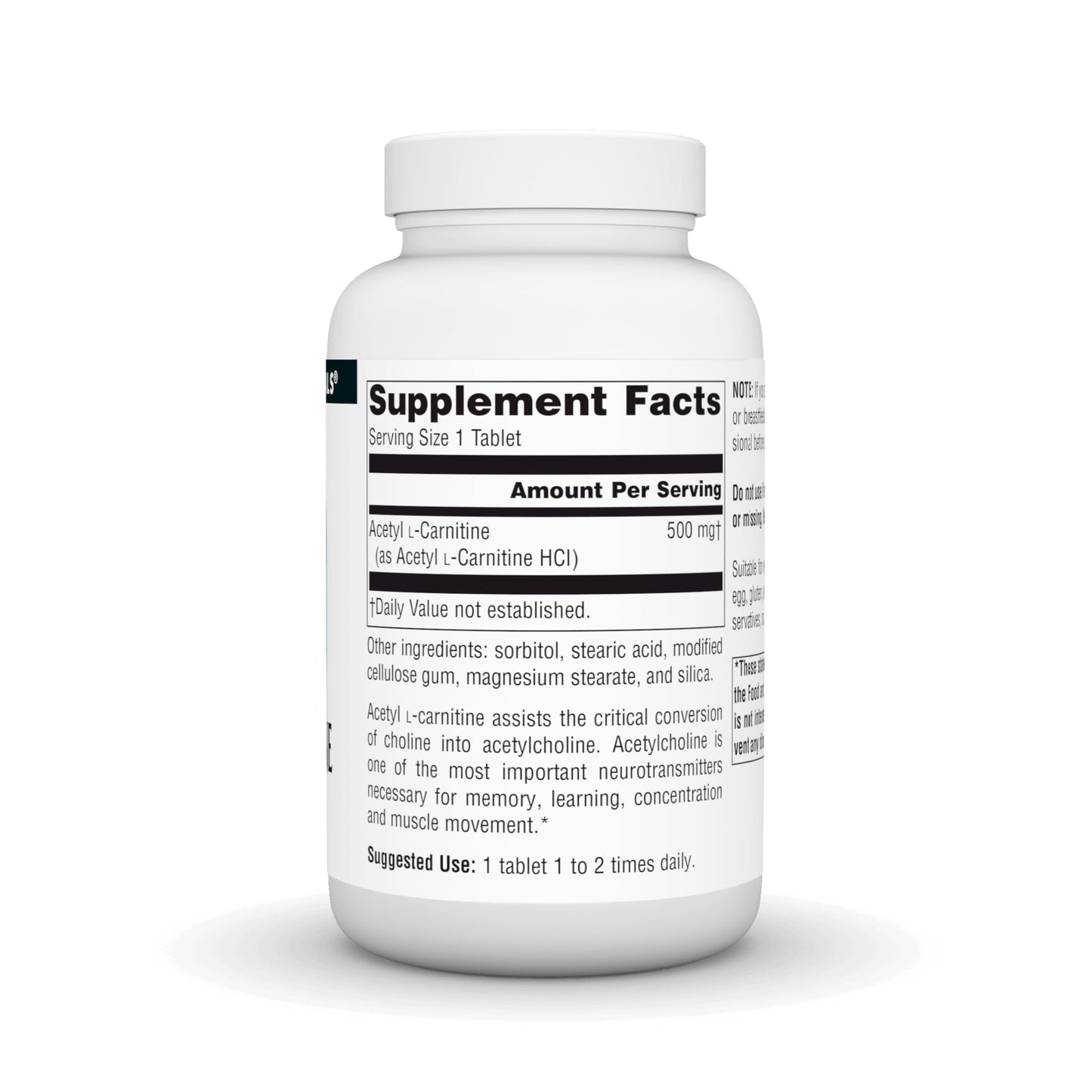 Source Naturals Acetyl L-Carnitine 500 mg Tablet - 120 Count | Vegetarian