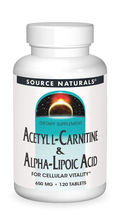Source Naturals Acetyl L-Carnitine & Alpha-Lipoic Acid 650 mg – 120 Tablets