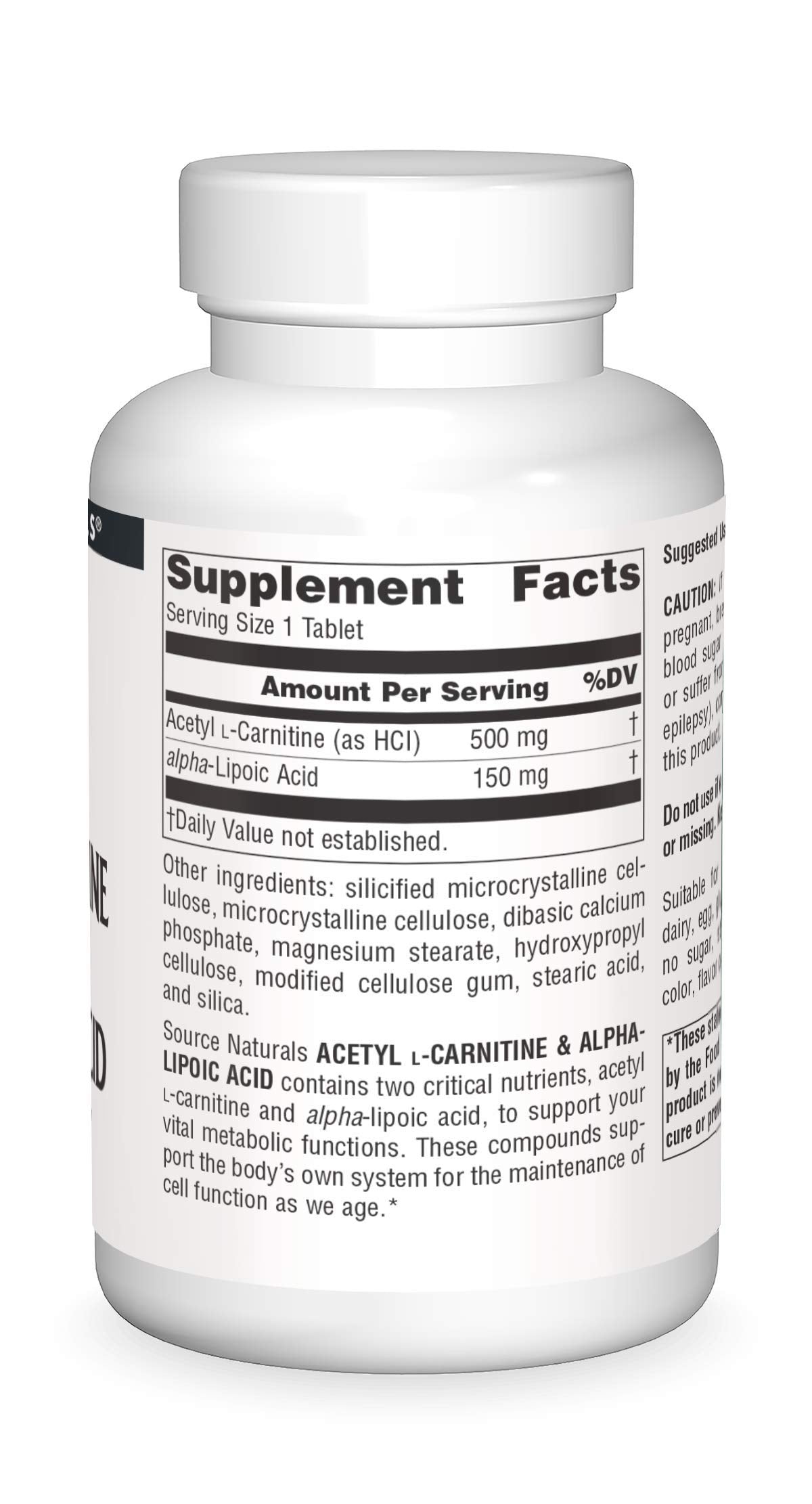 Source Naturals Acetyl L-Carnitine & Alpha-Lipoic Acid 650 mg – 120 Tablets