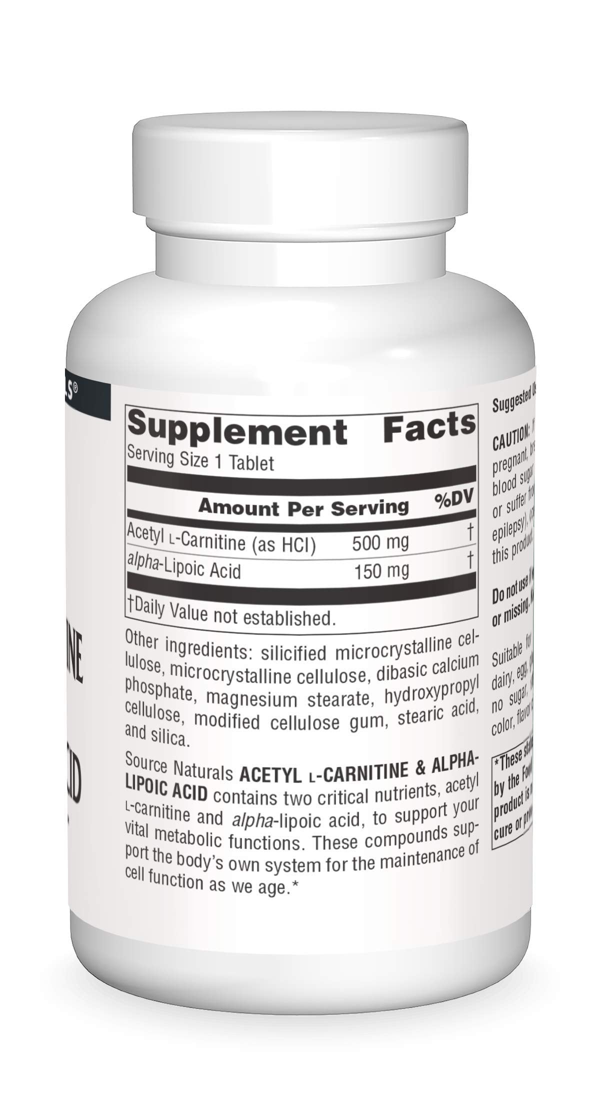 Source Naturals Acetyl L-Carnitine & Alpha-Lipoic Acid 650mg – 180 Tablets