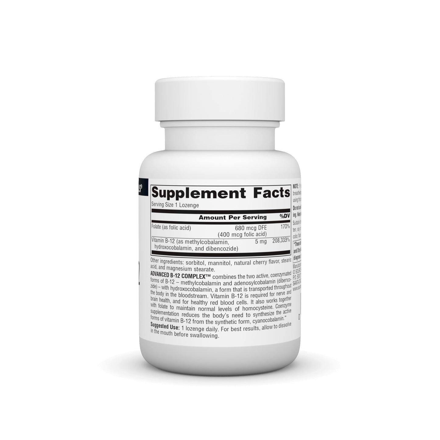 Source Naturals Advanced B-12 Complex 5 mg Lozenge – 60 Lozenges