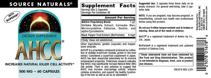 Source Naturals AHCC with Bioperine 500 mg - 60 Capsules | Immune Support