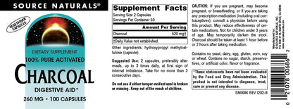 Source Naturals Activated Charcoal - Digestive Aid, 100 Capsules
