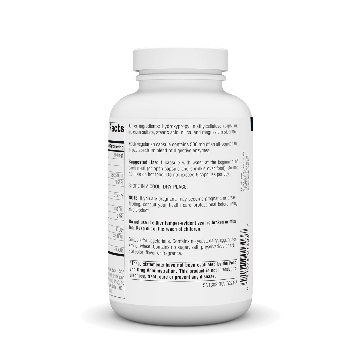 Source Naturals Essential Enzymes – Digestive Aid* in Vegetarian Capsules (500 mg), 240 Capsules
