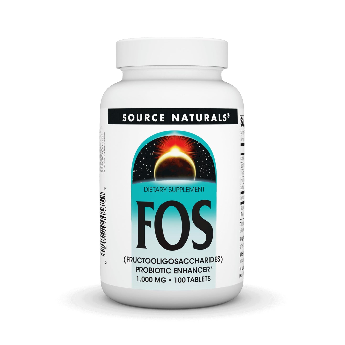 Source Naturals FOS 1000 mg Fructooligosaccharides Probiotic Enhancer – 100 Tablets