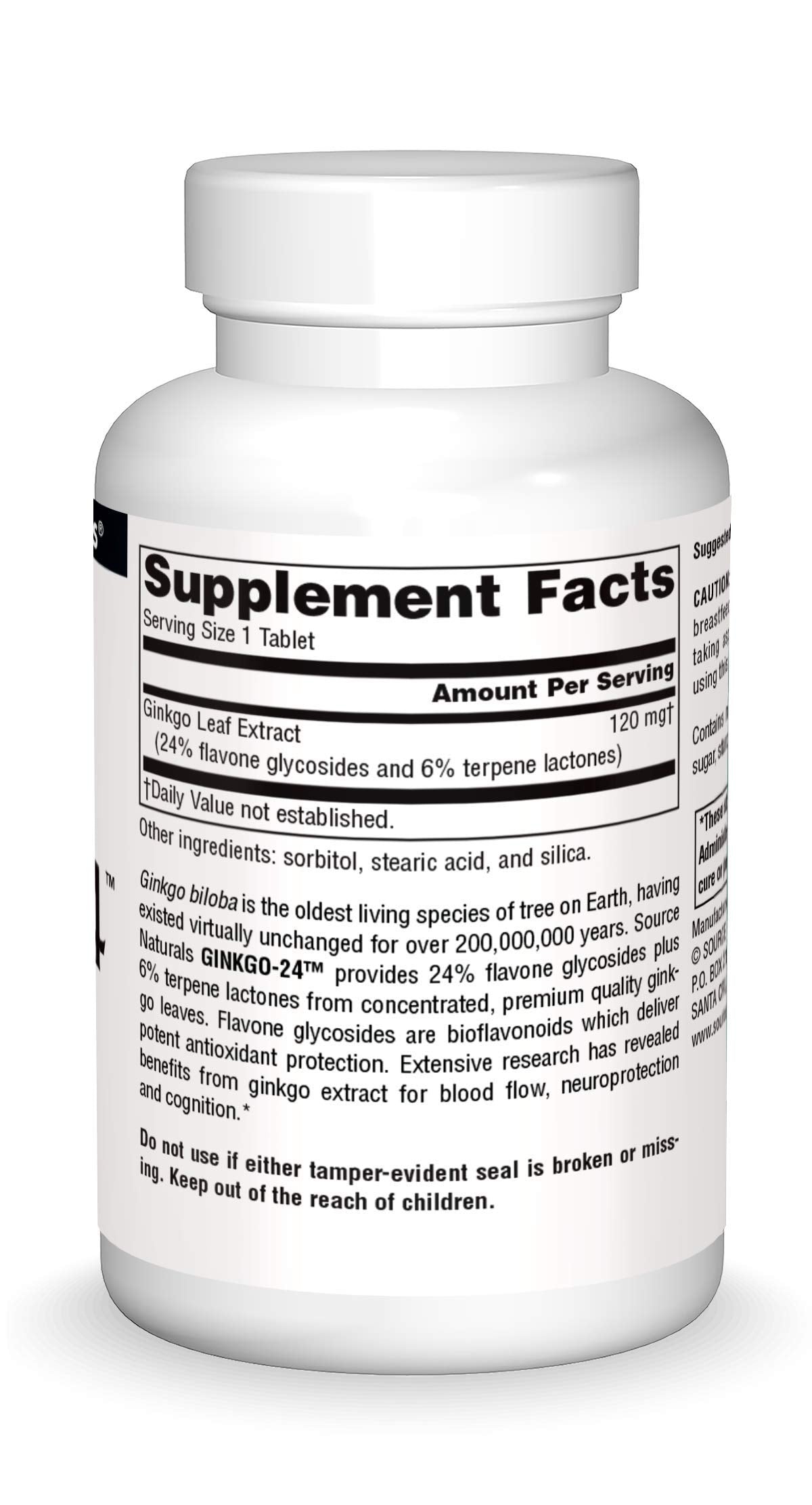 Source Naturals Ginkgo-24 - Ginkgo Biloba Extract 120 mg Supports Mental Acuity - 120 Tablets