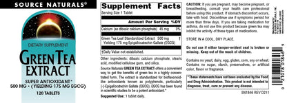 Source Naturals Green Tea Extract - 500 mg (175 mg EGCG) - 120 Tablets