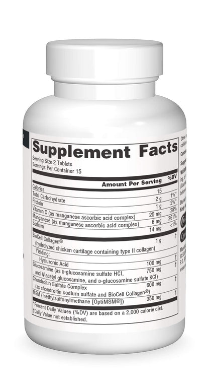 Source Naturals Hyaluronic Joint Complex with Glucosamine, Chondroitin & MSM - 30 Tablets