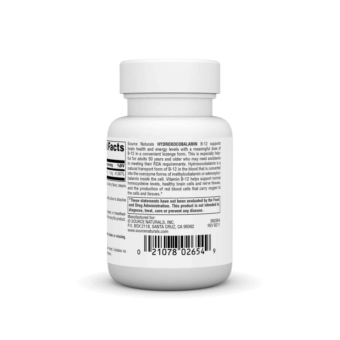 Source Naturals HydroxoCobalamin B-12 Lozenges 1 mg - Cherry, 60 ct