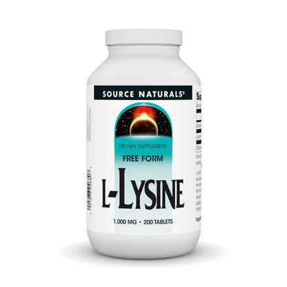 Source Naturals L-Lysine Free Form 1000 mg – Supports Collagen & Energy (200 Tablets)