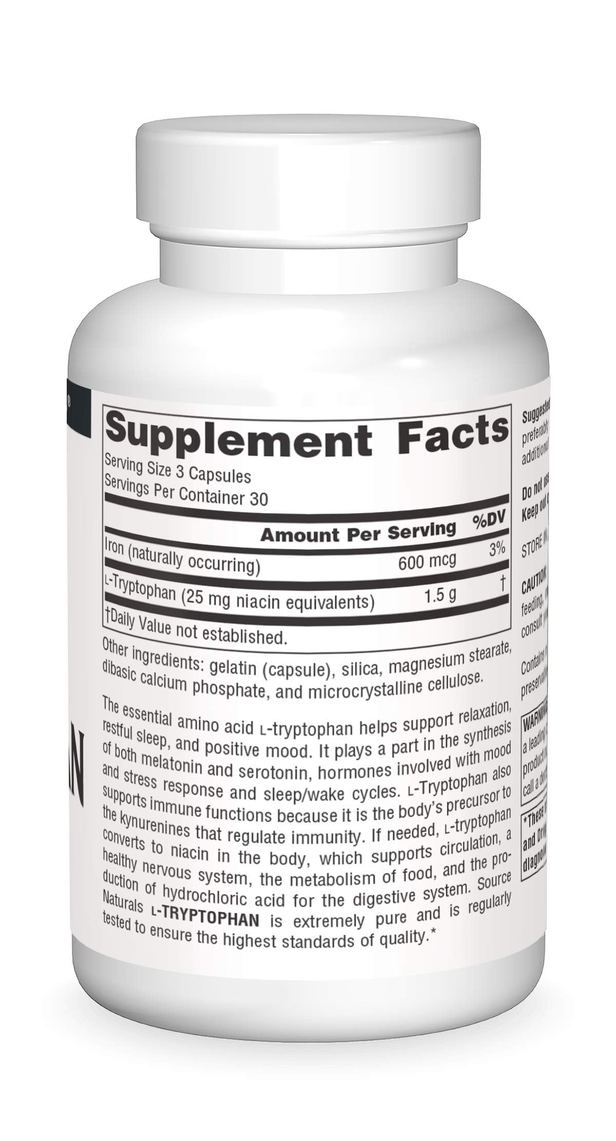 Source Naturals L-Tryptophan 500 mg, 90 Caps – Sleep, Mood & Metabolism Support
