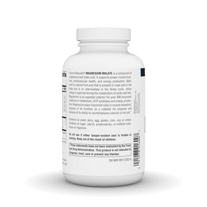 Source Naturals Magnesium Malate, Supports Muscles and Energy Production*, 3750 MG - 200 Capsules
