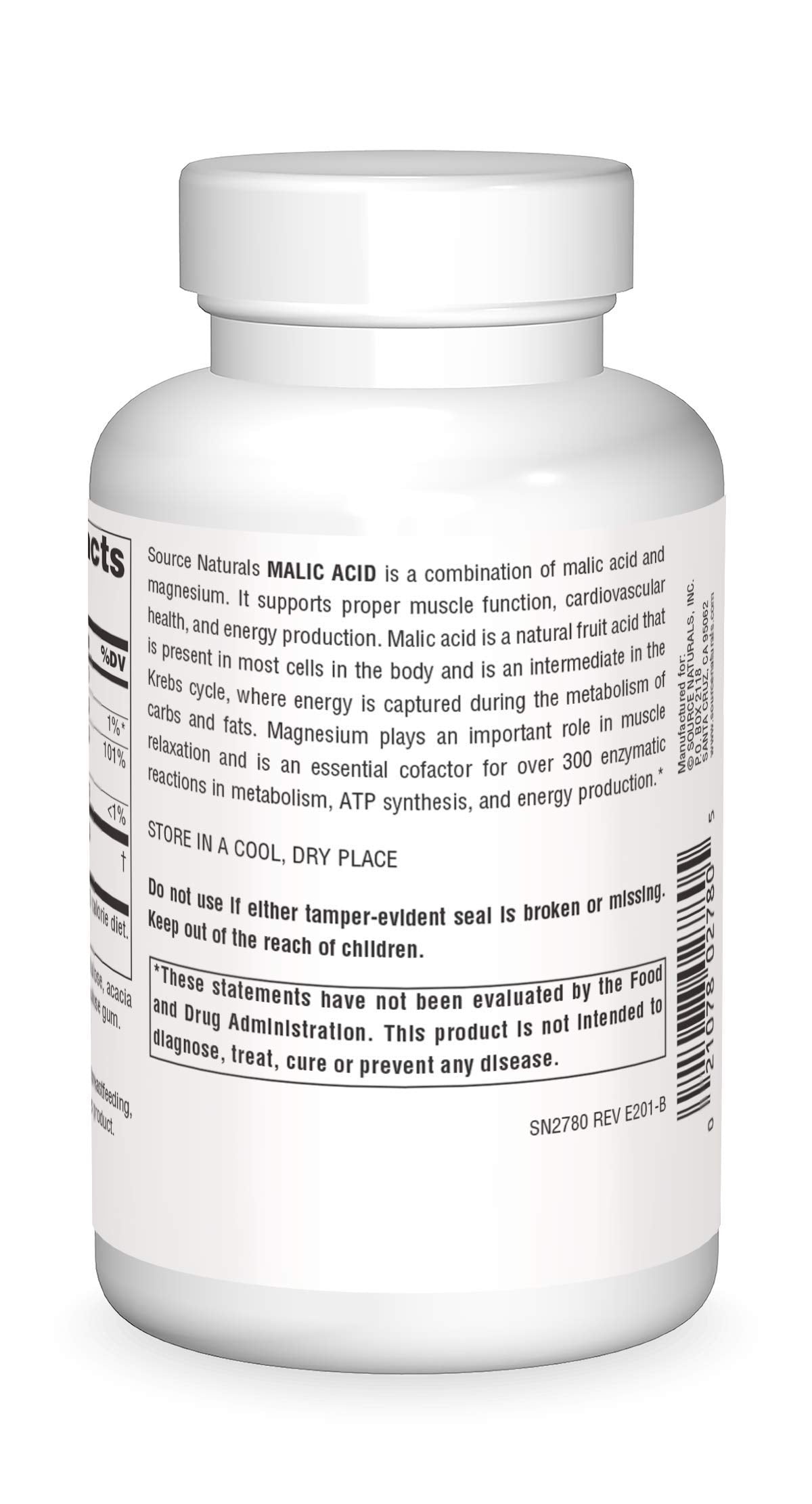 Source Naturals Malic Acid, Supports Muscles and Energy Production*, 2,500 mg - 120 Tablets