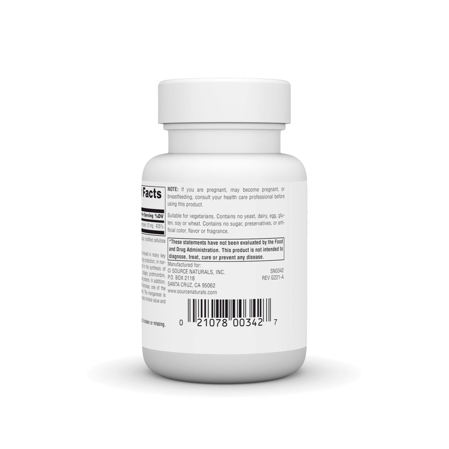 Source Naturals Manganese, Amino Acid Chelate – Supports Energy Production – 100 Tablets