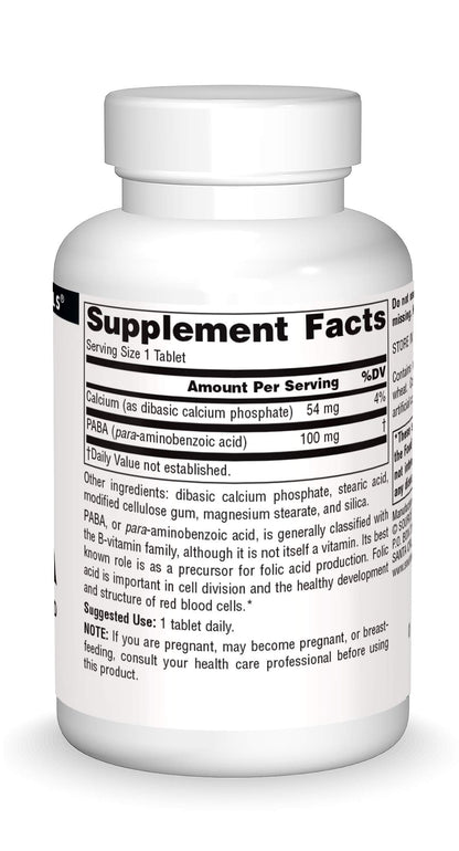 Source Naturals PABA 100 mg Dietary Supplement – 250 Tablets