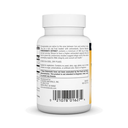 Source Naturals Pomegranate Extract 500mg - Ellagic Acid, Antioxidant & Added Fiber (60 Tablets)