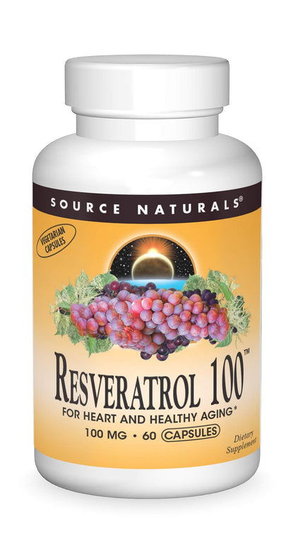 Source Naturals Resveratrol 100 mg - 60 Vegetarian Capsules | Heart Health & Healthy Aging
