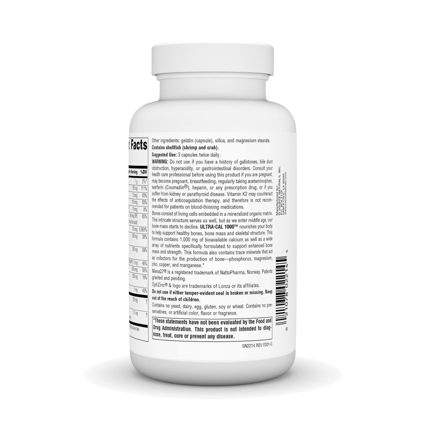 Source Naturals Ultra-Cal 1000 Calcium - Bone Health, 120 Capsules