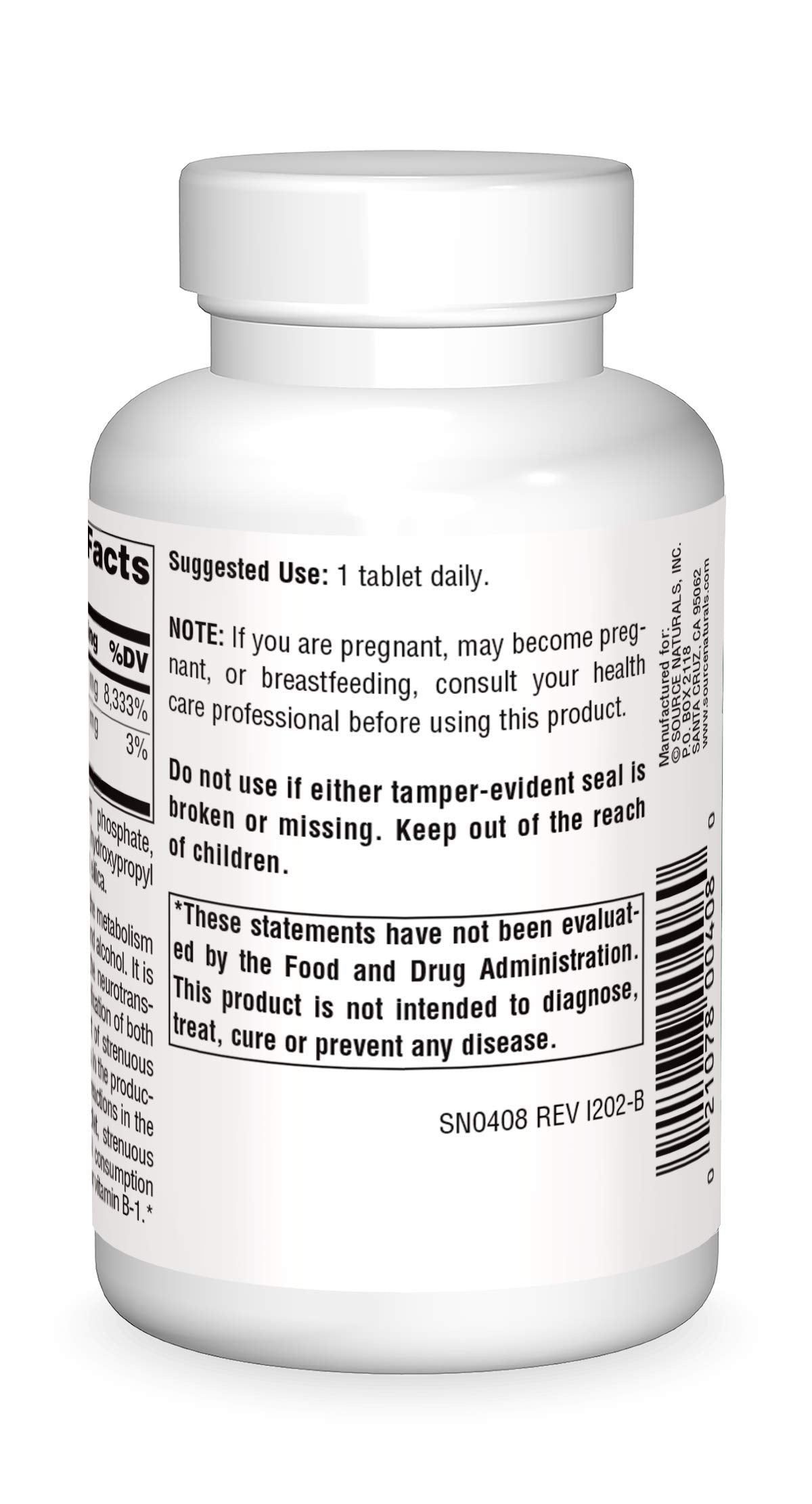 Source Naturals Vitamin B-1 Thiamin 100 mg – 250 Tablets for Energy