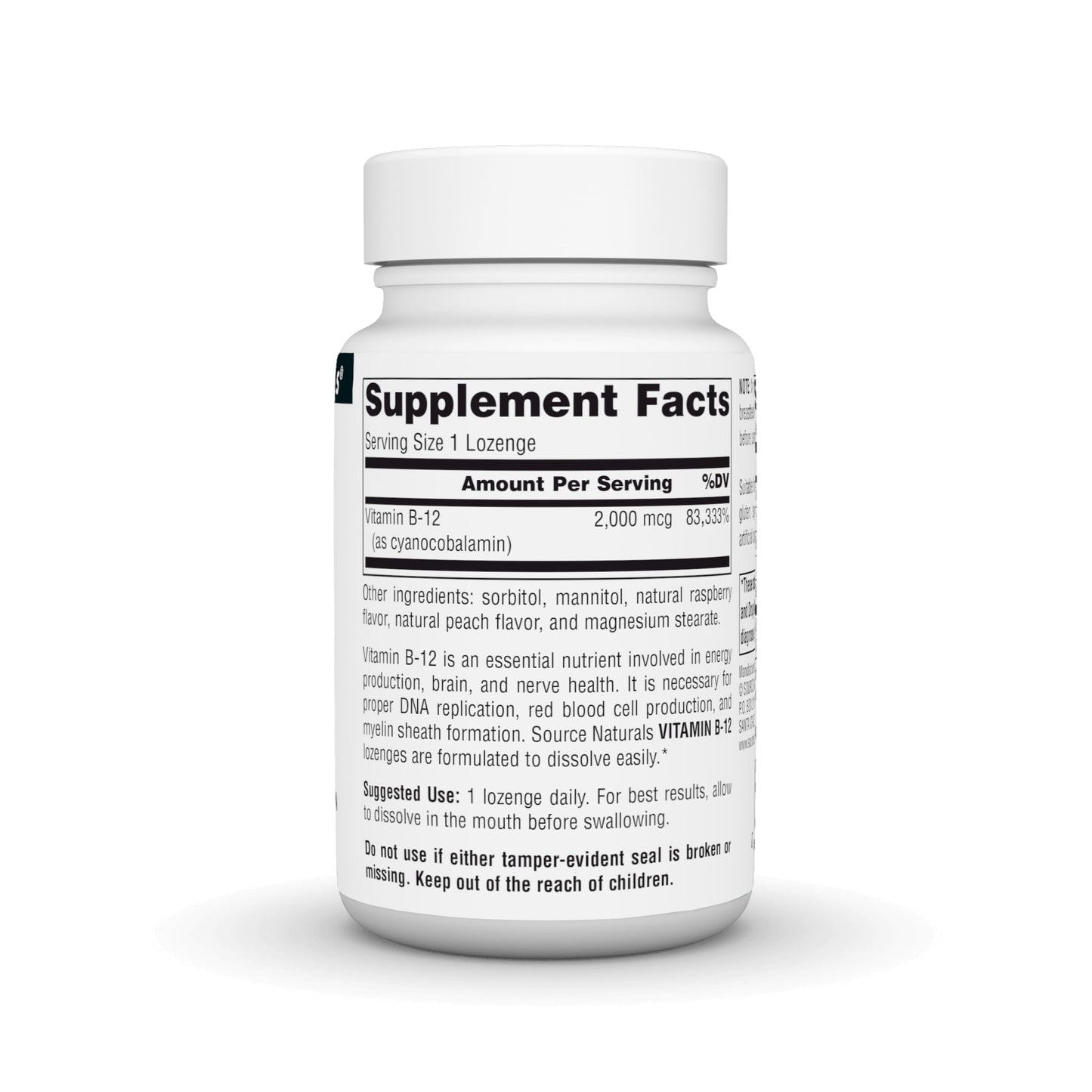 Source Naturals Vitamin B-12 2000 mcg - 100 Lozenges