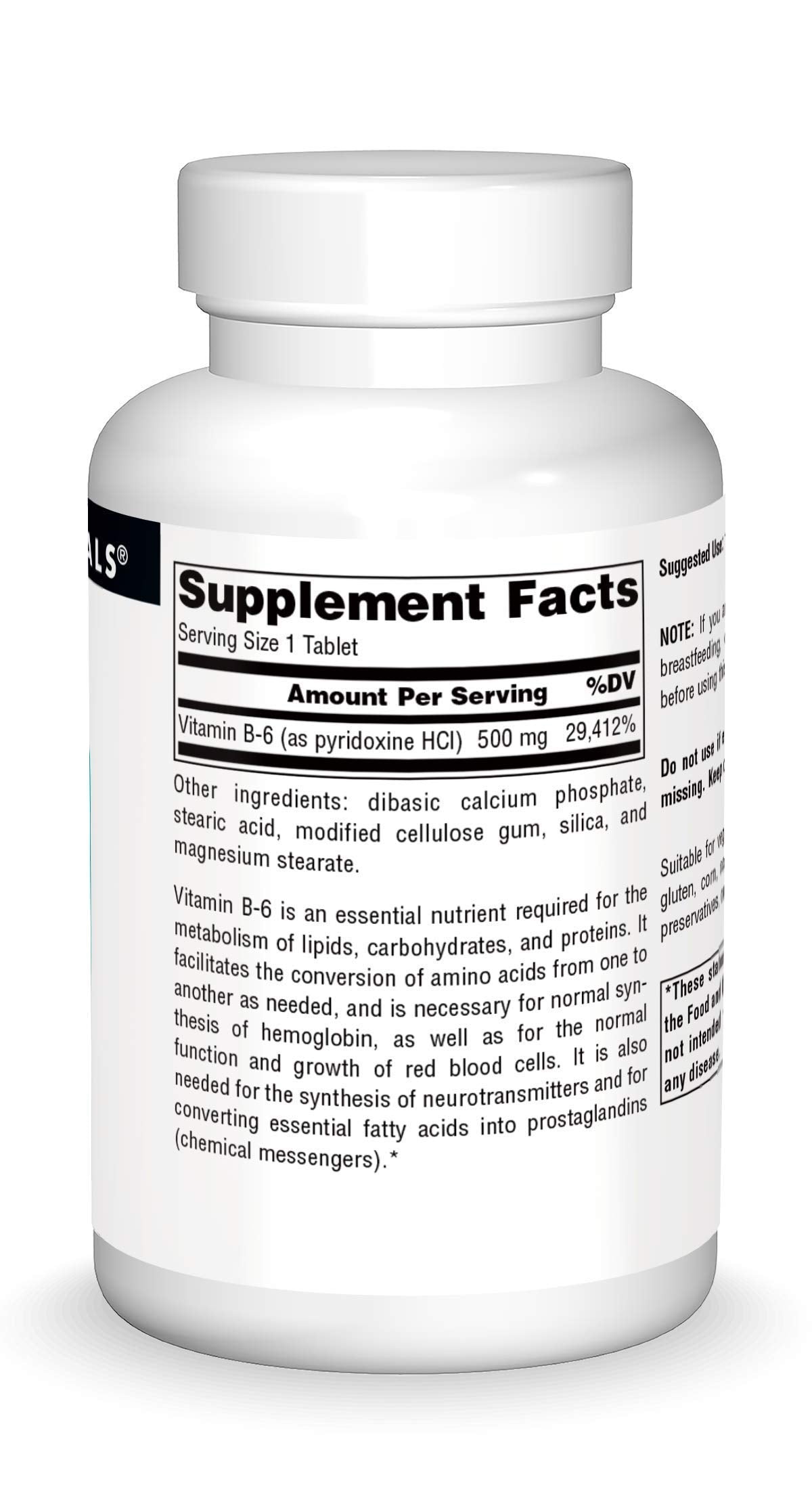 Source Naturals Vitamin B-6 500 mg – Immune System Support, 100 Tablets | Timed Release