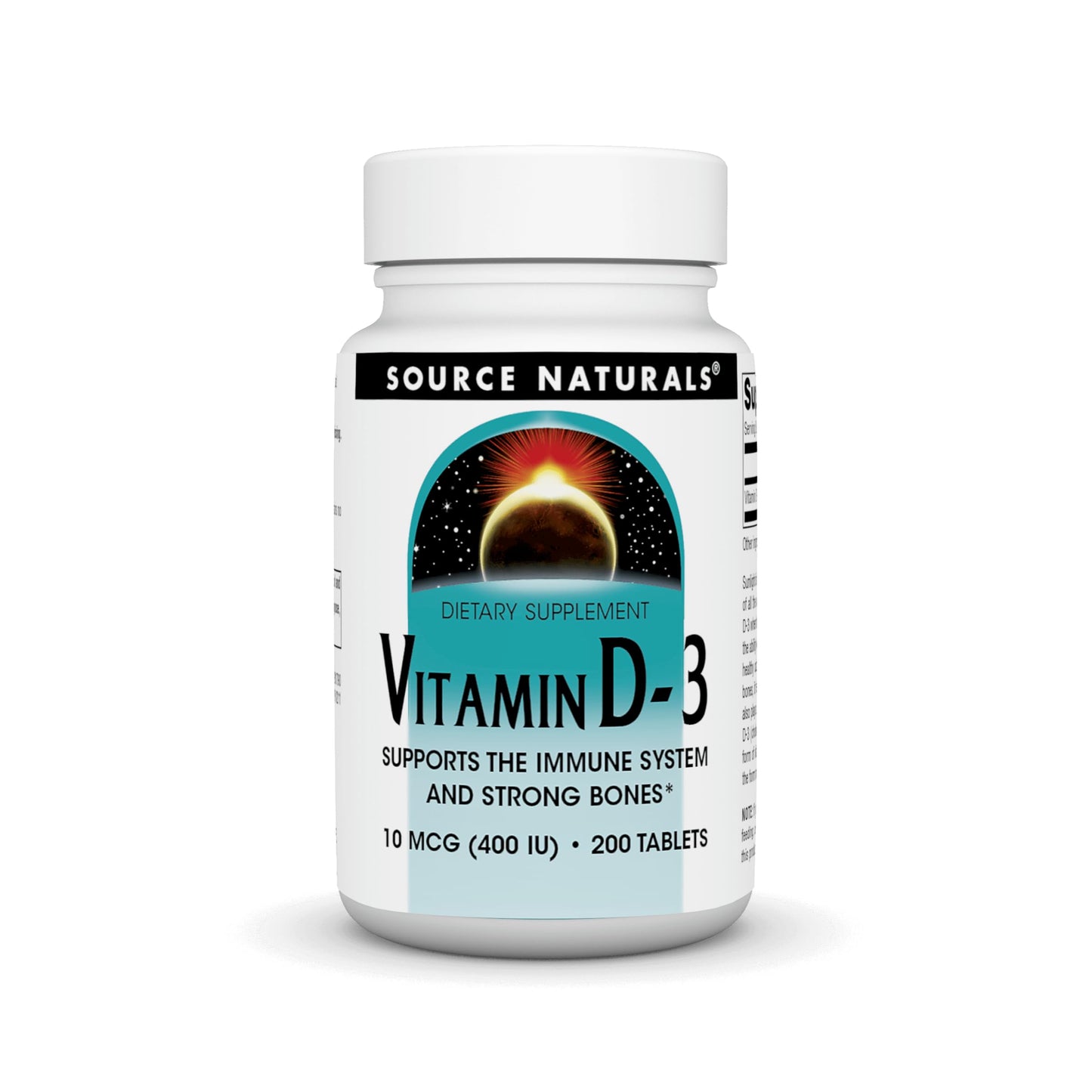 Source Naturals Vitamin D-3 400 IU | 200 Tablets - Bone & Immune Support