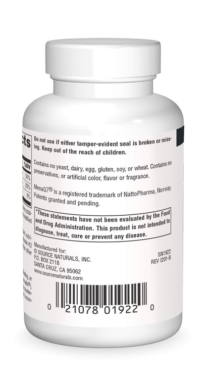 Source Naturals Vitamin K2 + D3 (MK-7) – Bone & Heart Health, 60 Tablets