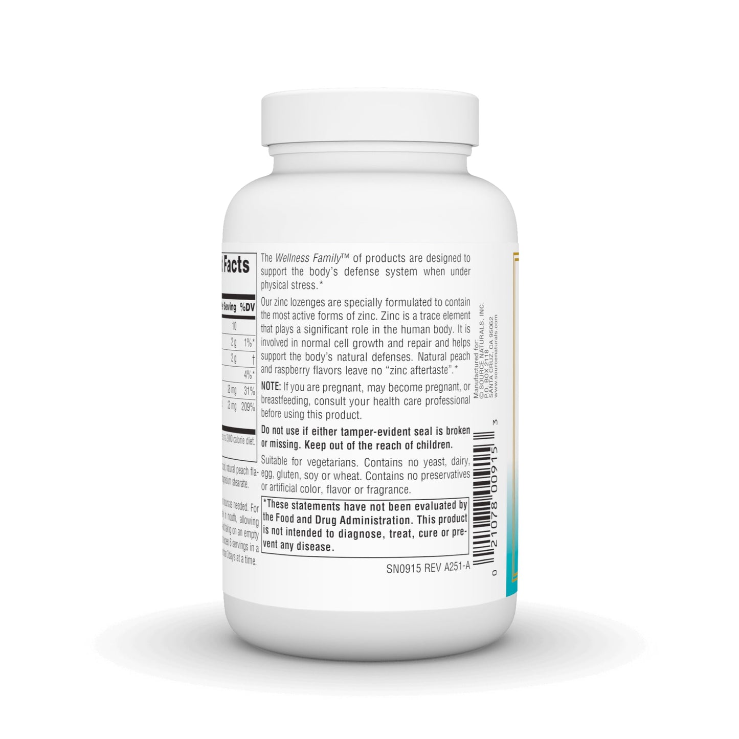 Source Naturals Wellness Zinc Lozenges - 60 Lozenges | Immune Support