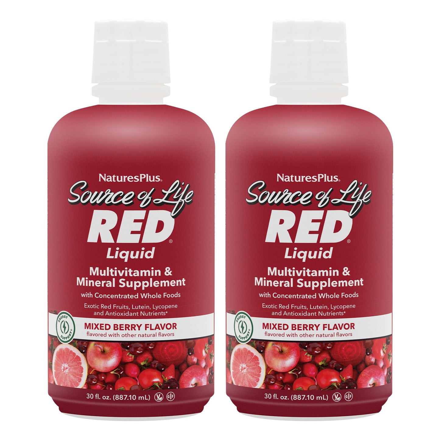 NaturesPlus Source of Life RED Liquid Multivitamin – 2-Pack, 60 Servings | Energy & Immune Support