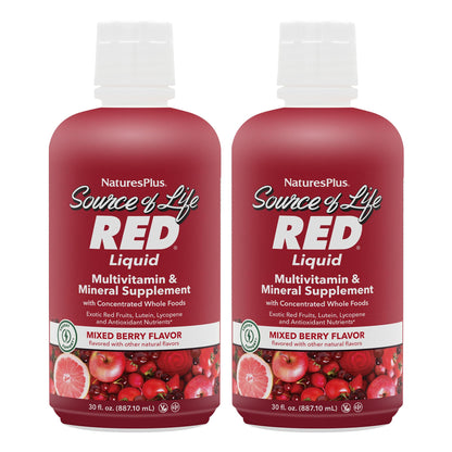 NaturesPlus Source of Life RED Liquid Multivitamin – 2-Pack, 60 Servings | Energy & Immune Support