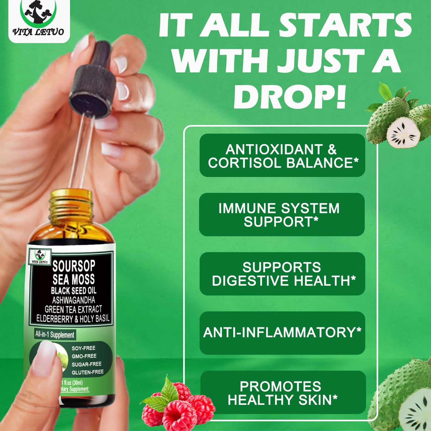 Soursop Drops – Immune & Digestive Support with Sea Moss & Superfoods