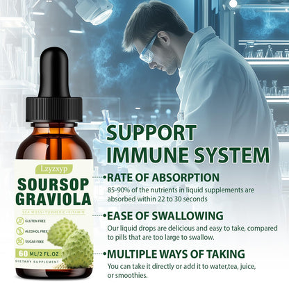 2 Packs 3000MG Soursop Graviola Drops – Immune, Antioxidant & Sleep Support | 4 Fl Oz (2)