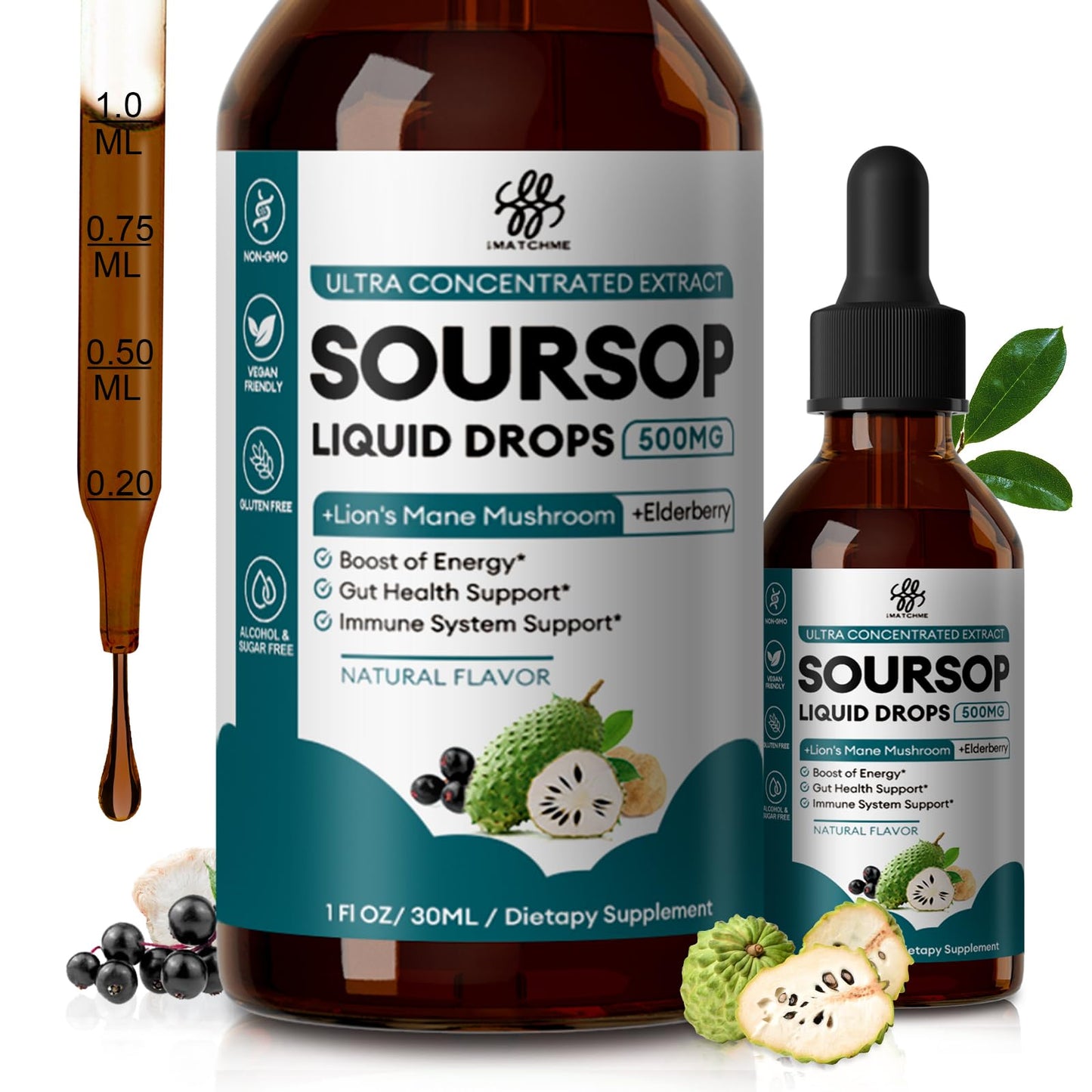Soursop Graviola Liquid with Elderberry & Lion's Mane – Immune Support