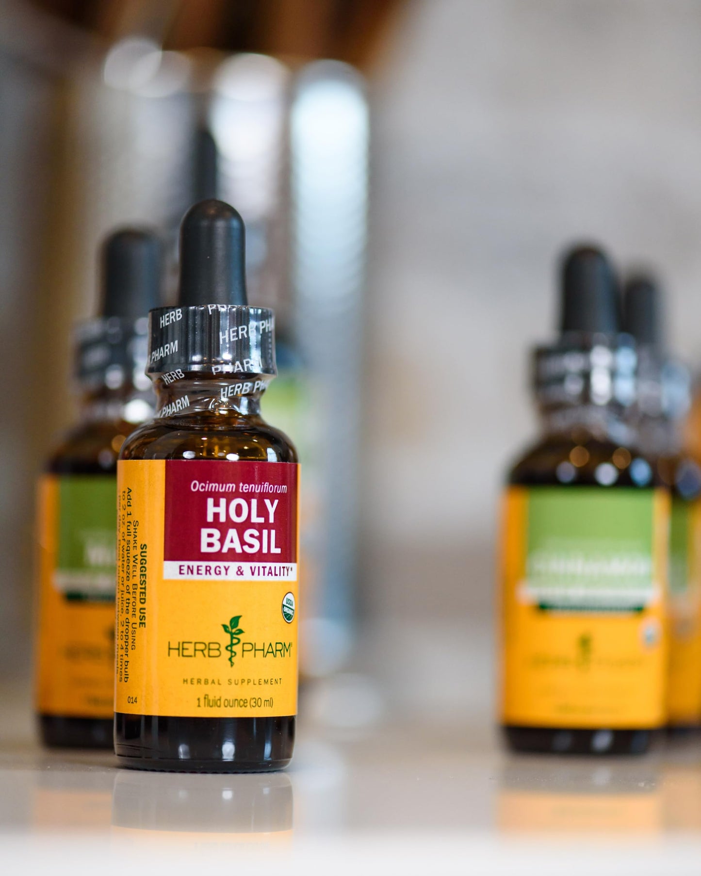 Herb Pharm Holy Basil (Tulsi) Liquid Extract – Certified Organic, Energy & Vitality (4 oz)