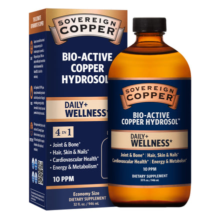 Sovereign Bio-Active Copper Hydrosol — Bioavailable Copper Liquid for Adults & Kids (32 fl oz)
