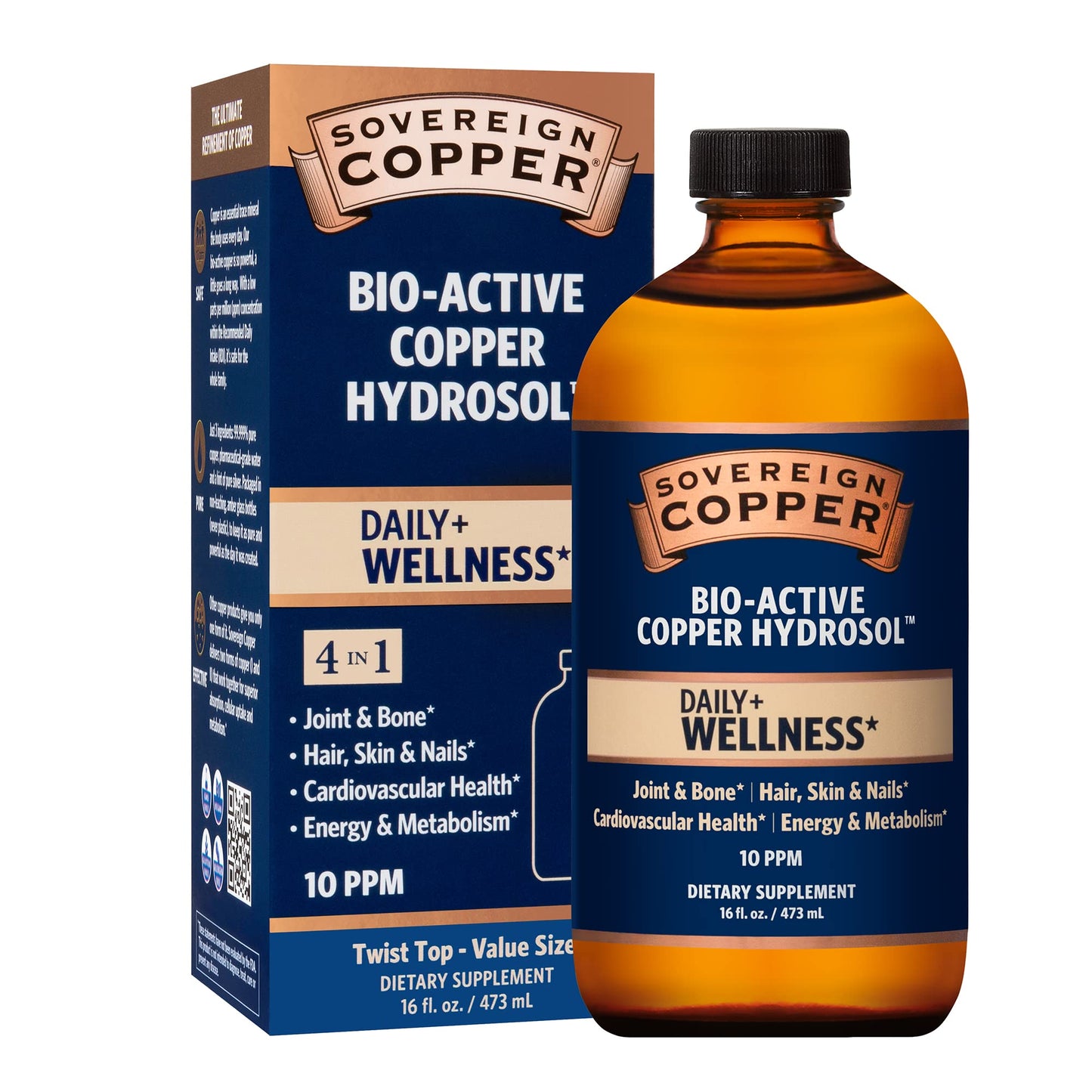 Sovereign Bio-Active Copper Hydrosol – Bioavailable Copper Liquid with Silver Hydrosol | 16 fl oz