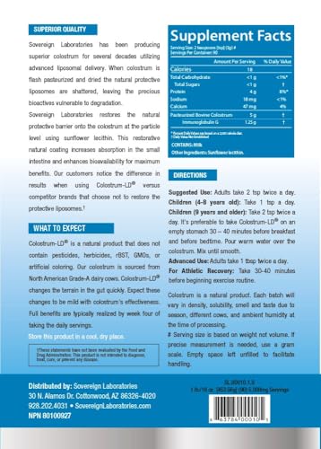 Sovereign Laboratories Colostrum-LD Liposomal Delivery Powder – 90 Servings