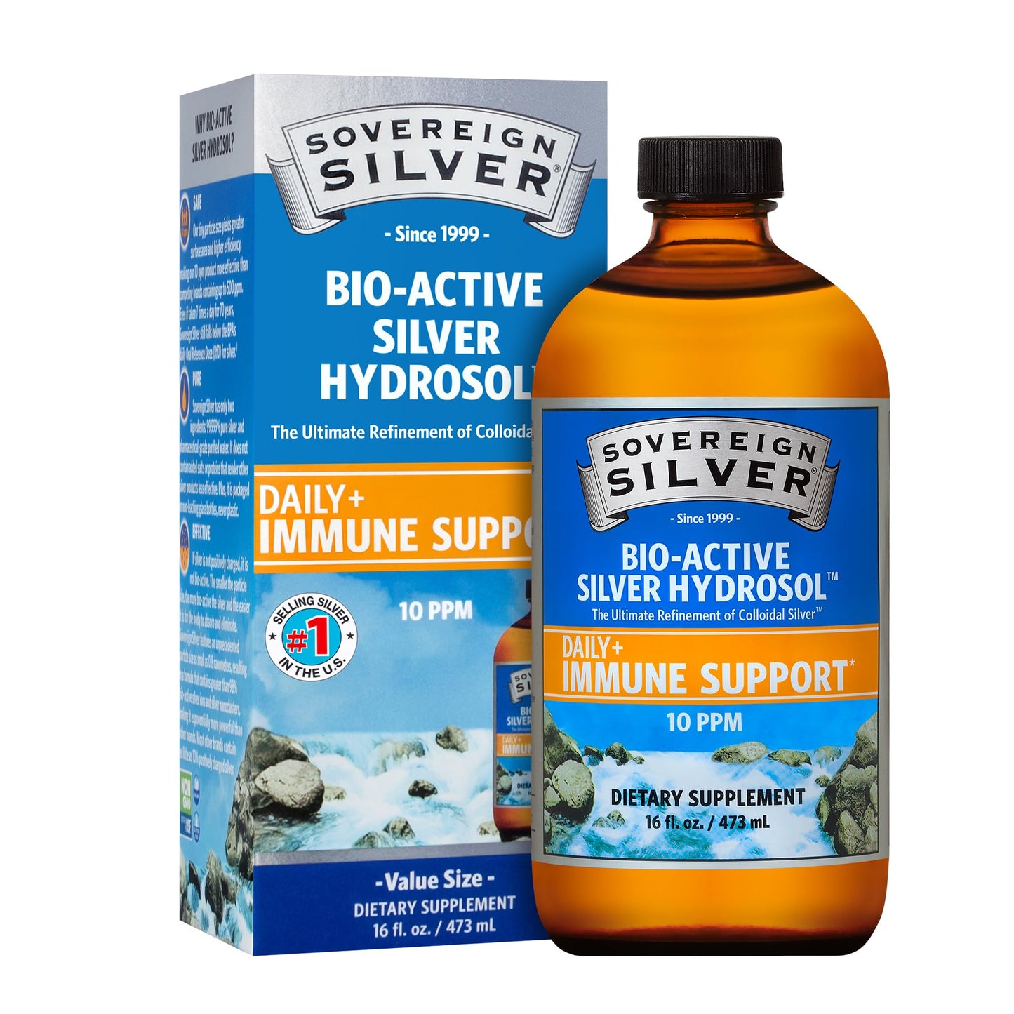 Sovereign Silver Bio-Active Silver Hydrosol 10 ppm, 16 oz – Premium Colloidal Silver Liquid