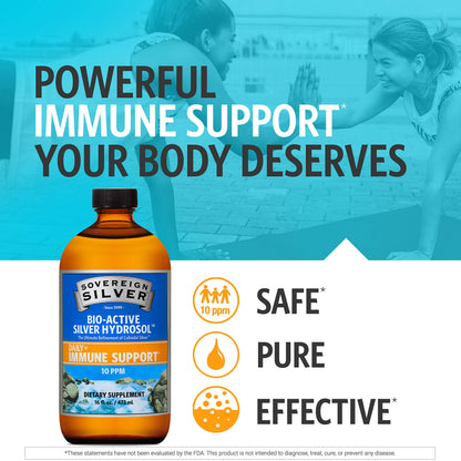 Sovereign Silver Bio-Active Silver Hydrosol 10 ppm, 16 oz – Premium Colloidal Silver Liquid