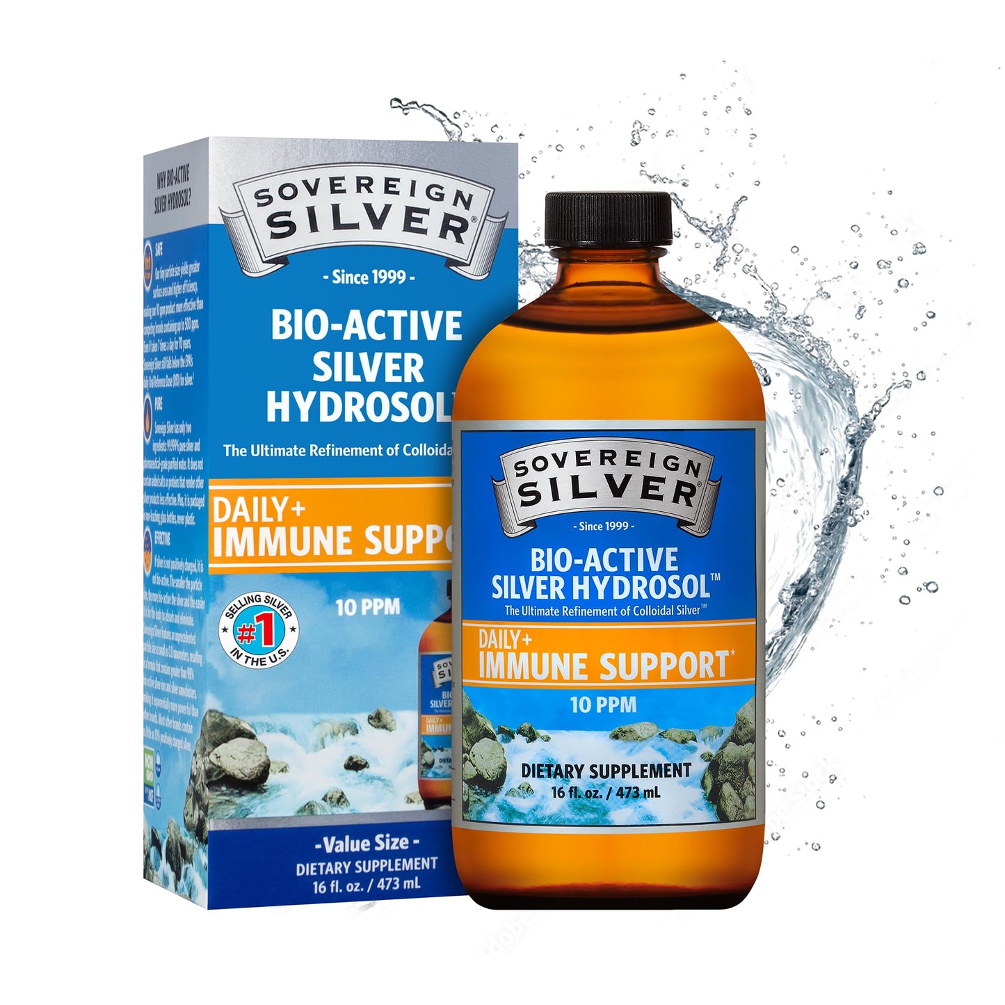 Sovereign Silver Bio-Active Silver Hydrosol 10 ppm, 16 oz – Premium Colloidal Silver Liquid