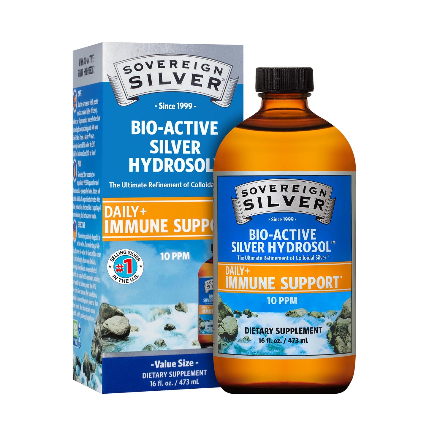 Sovereign Silver Immune Support – Colloidal Silver Hydrosol 10 ppm, 16 fl oz